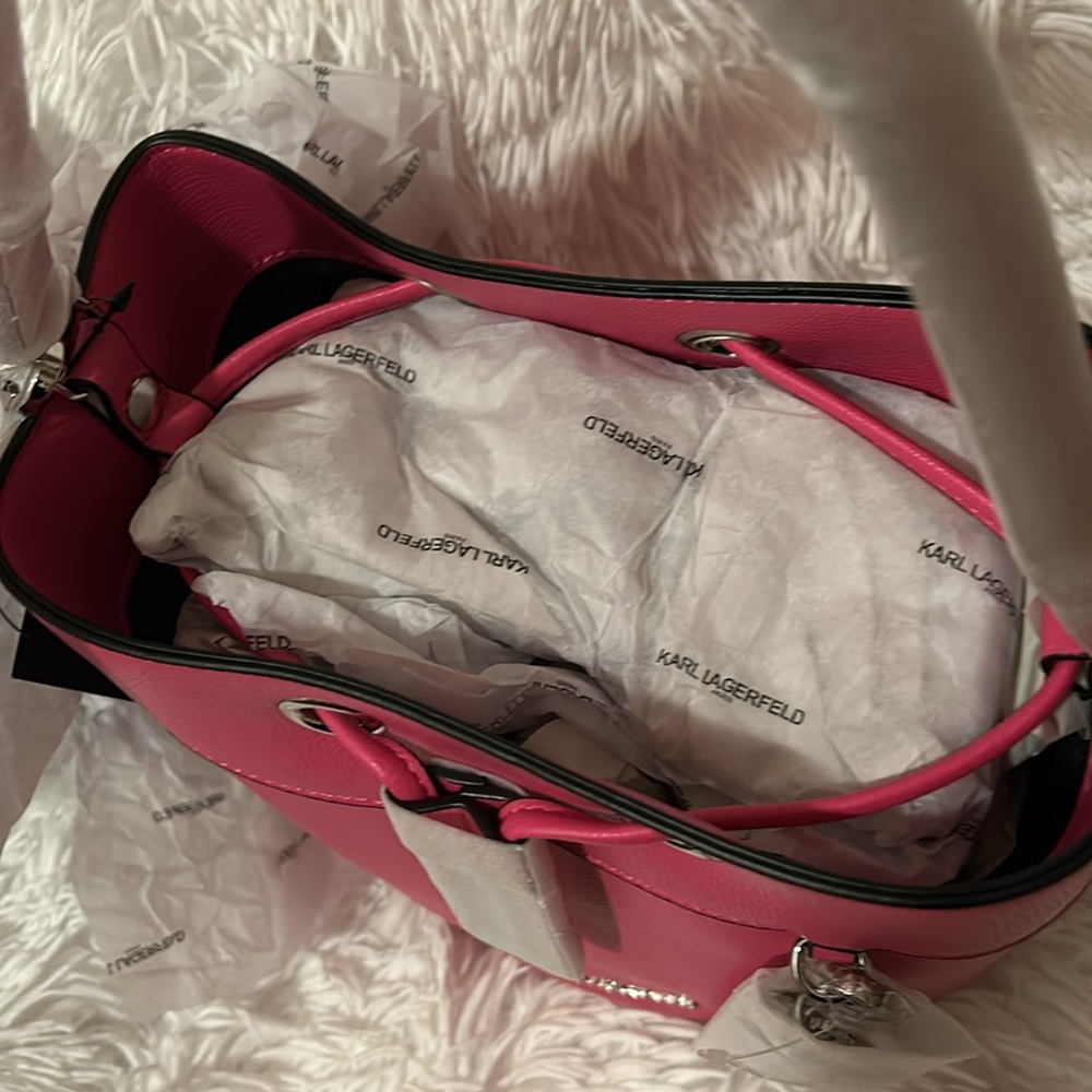 NWT Karl Lagerfeld Adele Raspberry Bag - Picture 5 of 8